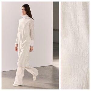 NWT. Zara ZW Collection Ecru Wool Blend Jacquard Midi Dress. Size M.